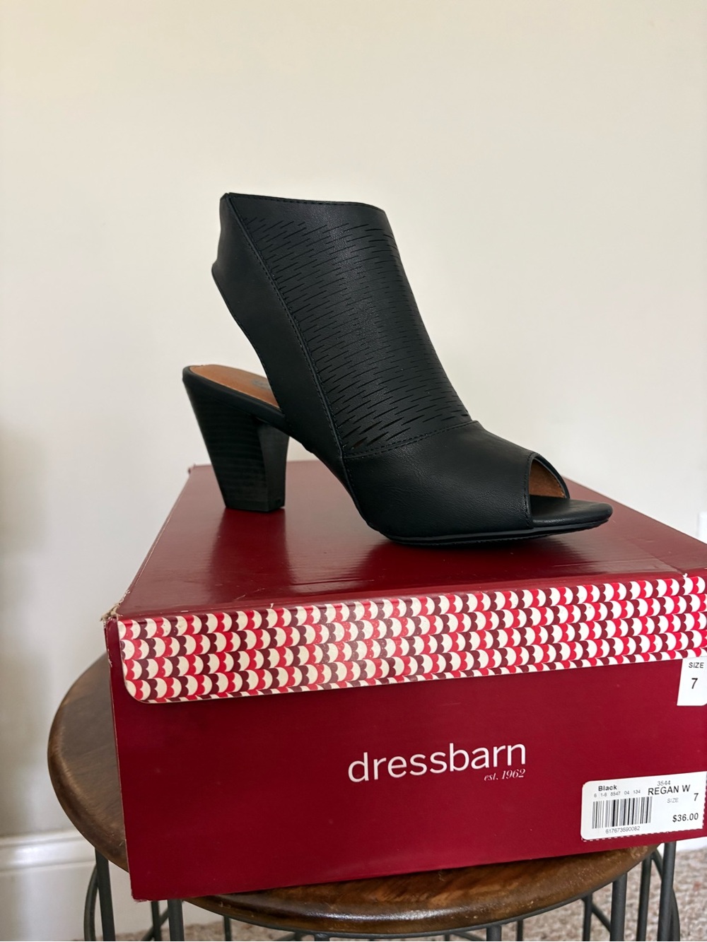 dressbarn Black Open-Peep Toe Slingback Heel